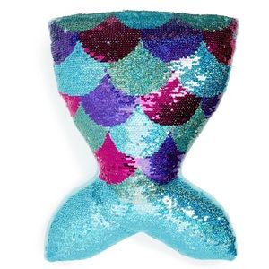 iscream Mermaid Tail 19" Reversible Sequin Soft Fleece Back Accent Pillow